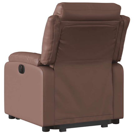 Reclinerfåtölj med uppresningshjälp brun konstläder