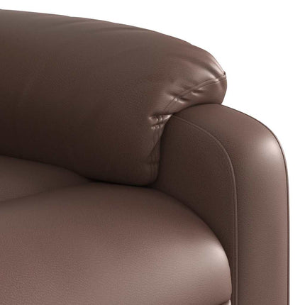 Reclinerfåtölj med uppresningshjälp brun konstläder