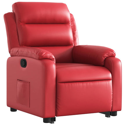 Reclinerfåtölj med uppresningshjälp röd konstläder