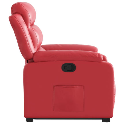 Reclinerfåtölj med uppresningshjälp röd konstläder