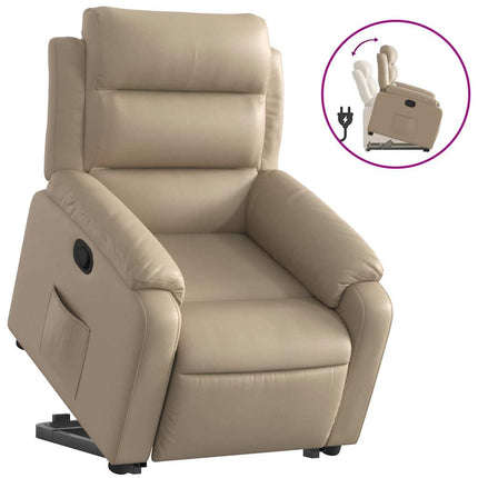 Reclinerfåtölj med uppresningshjälp cappuccino konstläder
