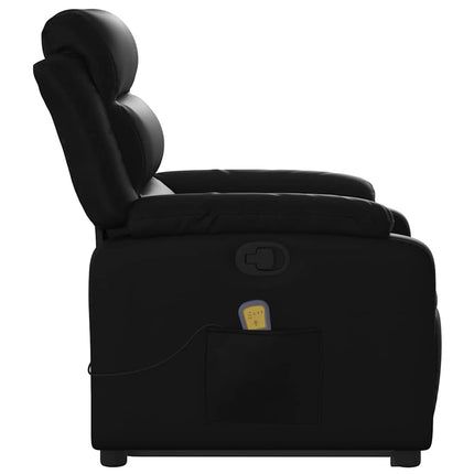 Massagefåtölj med uppresningshjälp svart konstläder