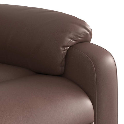 Massagefåtölj med uppresningshjälp brun konstläder