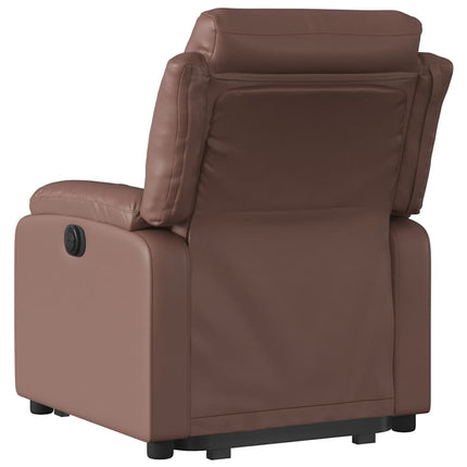 Reclinerfåtölj med uppresningshjälp brun konstläder