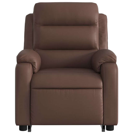 Reclinerfåtölj med uppresningshjälp brun konstläder