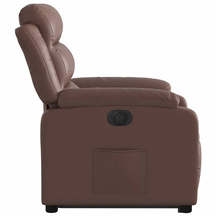 Reclinerfåtölj med uppresningshjälp brun konstläder