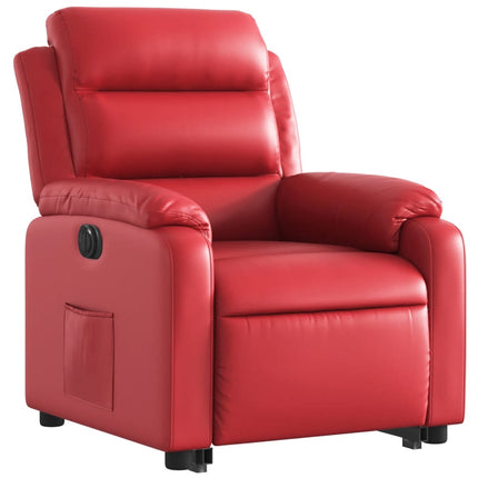 Reclinerfåtölj med uppresningshjälp röd konstläder