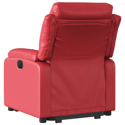 Reclinerfåtölj med uppresningshjälp röd konstläder