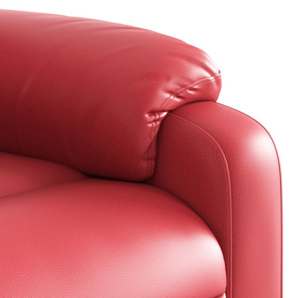 Reclinerfåtölj med uppresningshjälp röd konstläder