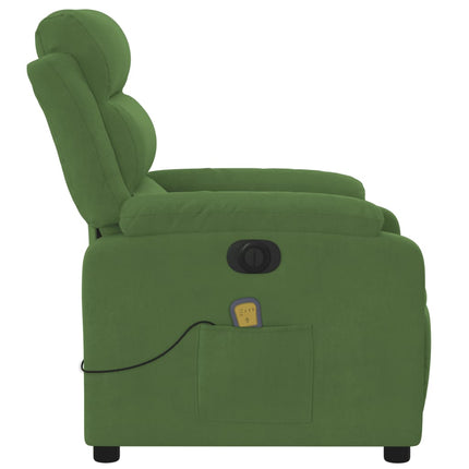 Elektrisk massagefåtölj ljusgrön sammet