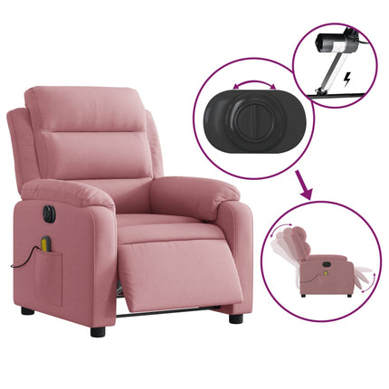 Elektrisk massagefåtölj rosa sammet