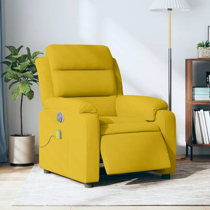 Elektrisk massagefåtölj gul sammet