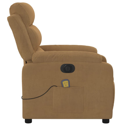Elektrisk massagefåtölj brun sammet