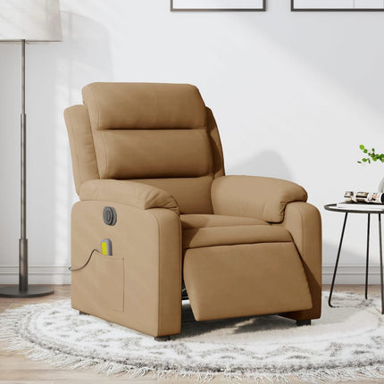 Elektrisk massagefåtölj brun sammet