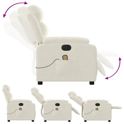 Elektrisk massagefåtölj gräddvit sammet