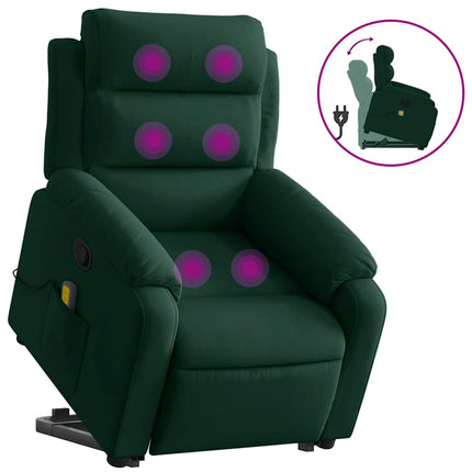 Reclinerfåtölj med uppresningshjälp mörkgrön sammet
