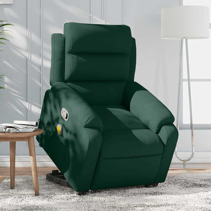 Reclinerfåtölj med uppresningshjälp mörkgrön sammet