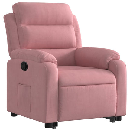 Reclinerfåtölj med uppresningshjälp rosa sammet