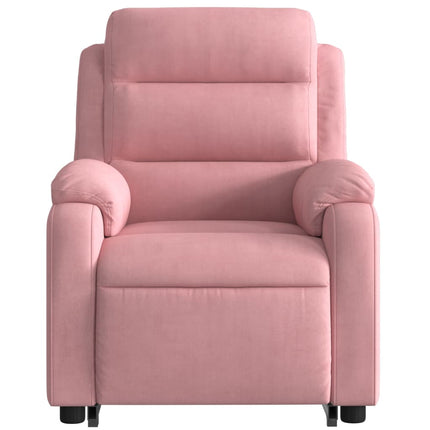 Reclinerfåtölj med uppresningshjälp rosa sammet