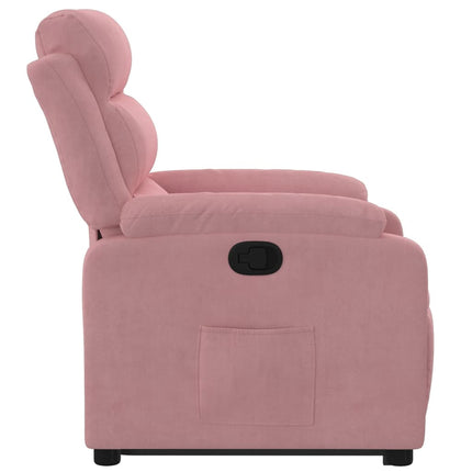 Reclinerfåtölj med uppresningshjälp rosa sammet