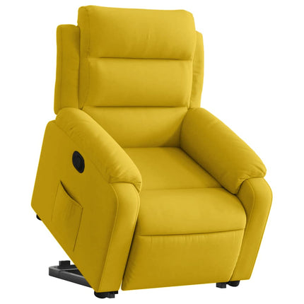 Reclinerfåtölj med uppresningshjälp gul sammet