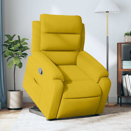 Reclinerfåtölj med uppresningshjälp gul sammet