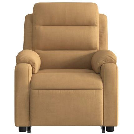 Reclinerfåtölj med uppresningshjälp brun sammet