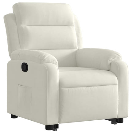 Reclinerfåtölj med uppresningshjälp gräddvit sammet