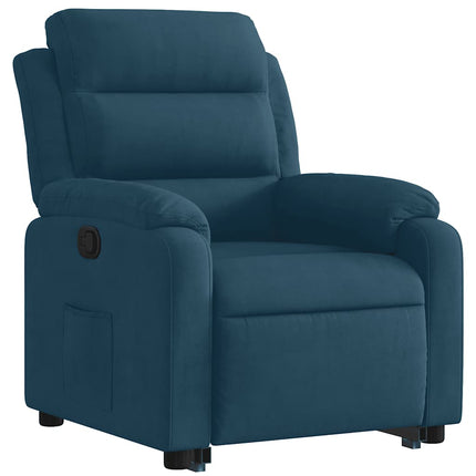 Reclinerfåtölj med uppresningshjälp blå sammet