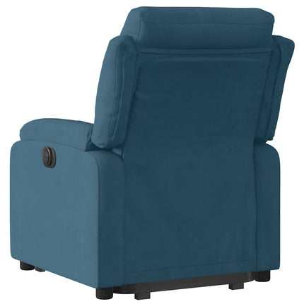 Reclinerfåtölj med uppresningshjälp blå sammet