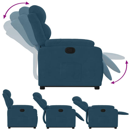 Reclinerfåtölj med uppresningshjälp blå sammet