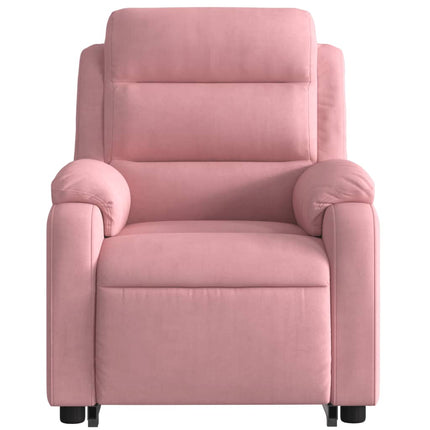 Massagefåtölj med uppresningshjälp rosa sammet