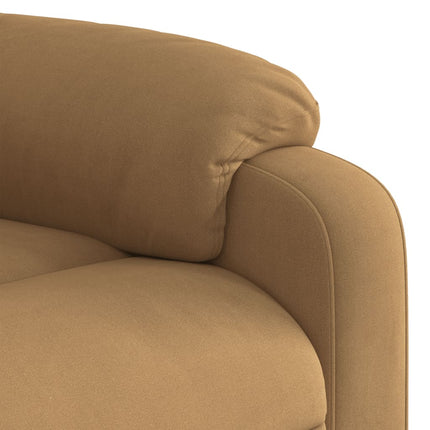 Massagefåtölj med uppresningshjälp brun sammet