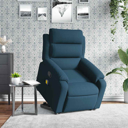 Massagefåtölj med uppresningshjälp Blå sammet