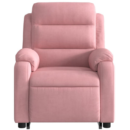 Elektrisk reclinerfåtölj med uppresningshjälp rosa sammet