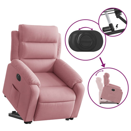 Elektrisk reclinerfåtölj med uppresningshjälp rosa sammet