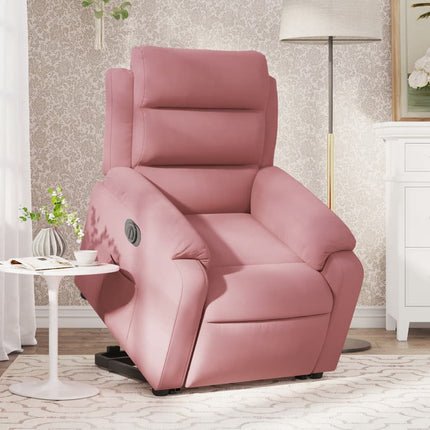 Elektrisk reclinerfåtölj med uppresningshjälp rosa sammet