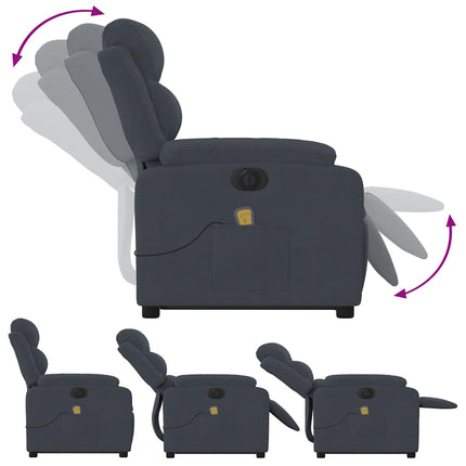 Elektrisk massagefåtölj med uppresningshjälp mörkgrå sammet