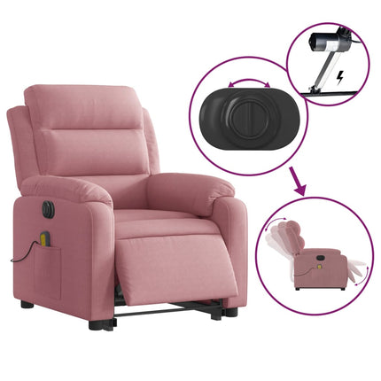 Elektrisk massagefåtölj med uppresningshjälp rosa sammet