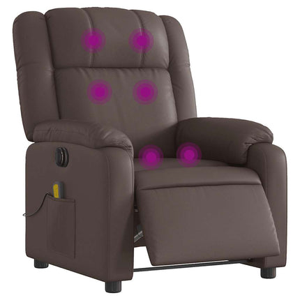Elektrisk massagefåtölj brun konstläder
