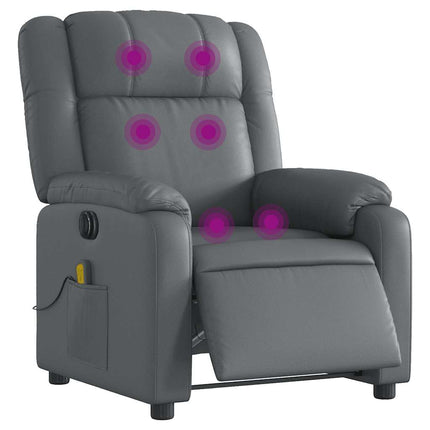 Elektrisk massagefåtölj grå konstläder