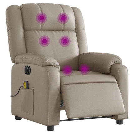 Elektrisk massagefåtölj cappuccino konstläder