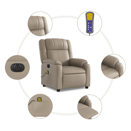 Elektrisk massagefåtölj cappuccino konstläder