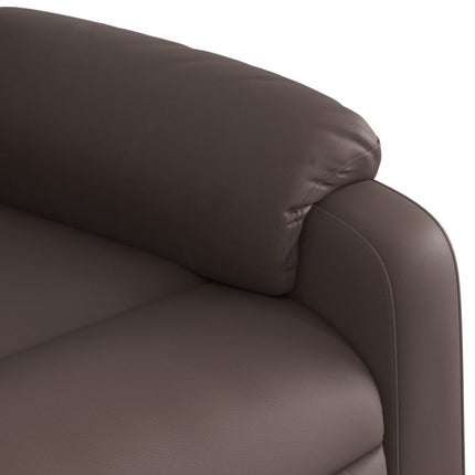 Reclinerfåtölj med uppresningshjälp brun konstläder