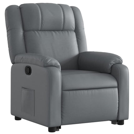 Reclinerfåtölj med uppresningshjälp grå konstläder