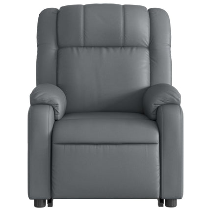 Reclinerfåtölj med uppresningshjälp grå konstläder