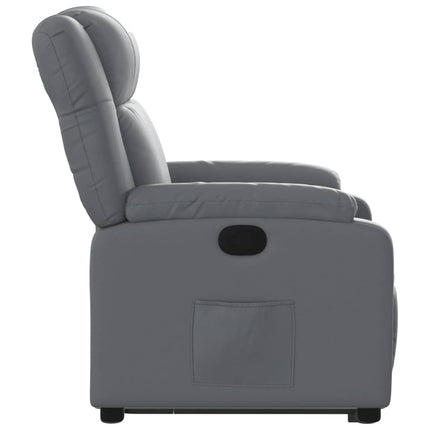 Reclinerfåtölj med uppresningshjälp grå konstläder