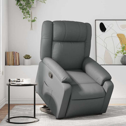 Reclinerfåtölj med uppresningshjälp grå konstläder