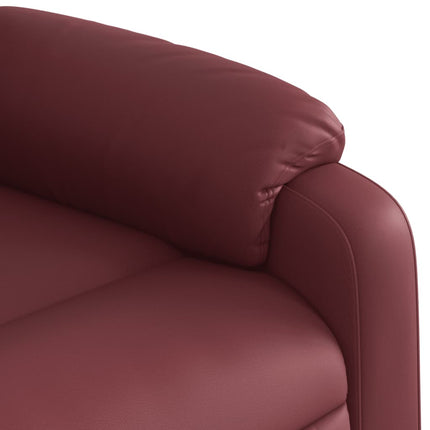 Reclinerfåtölj med uppresningshjälp vinröd konstläder