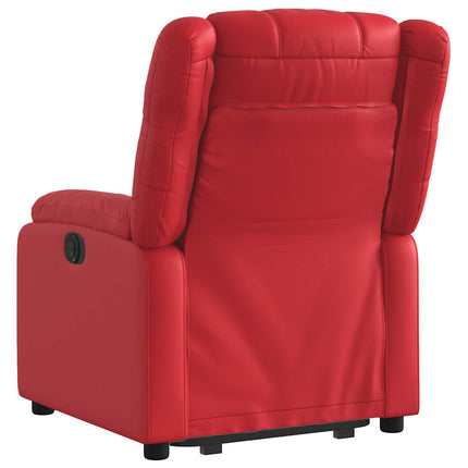 Reclinerfåtölj med uppresningshjälp röd konstläder